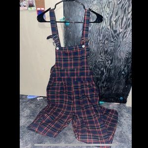 ROMWE plaid overall jumpsuit/romper